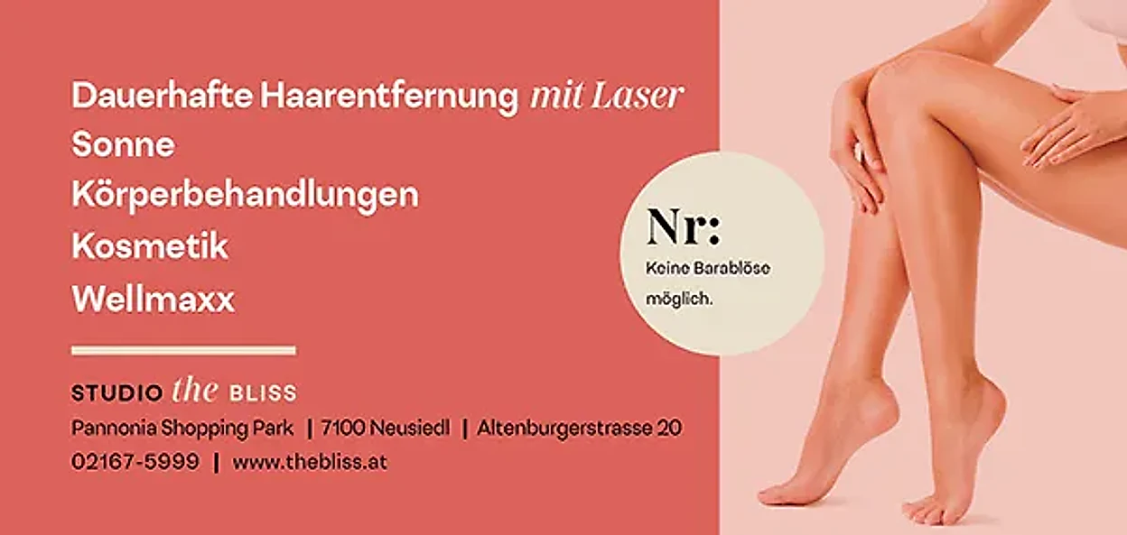 BLISS Geschenkkarte, Rückseite mit Adresse des Studios
